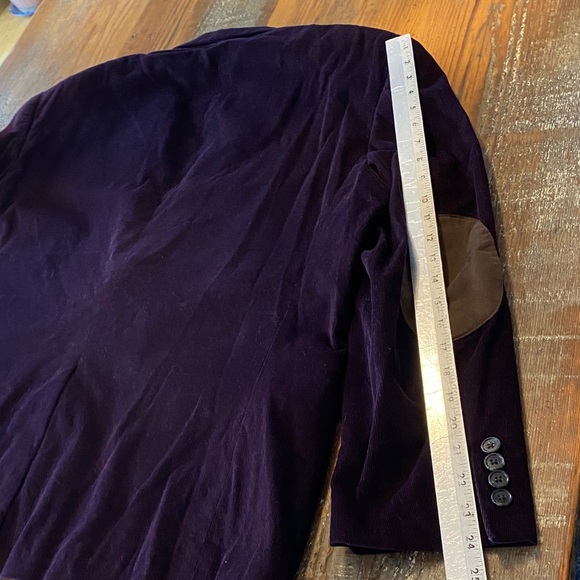 Lauren Ralph Lauren Dark Purple Corduroy Blazer Brown Elbow Patches Designer - Picture 11 of 13